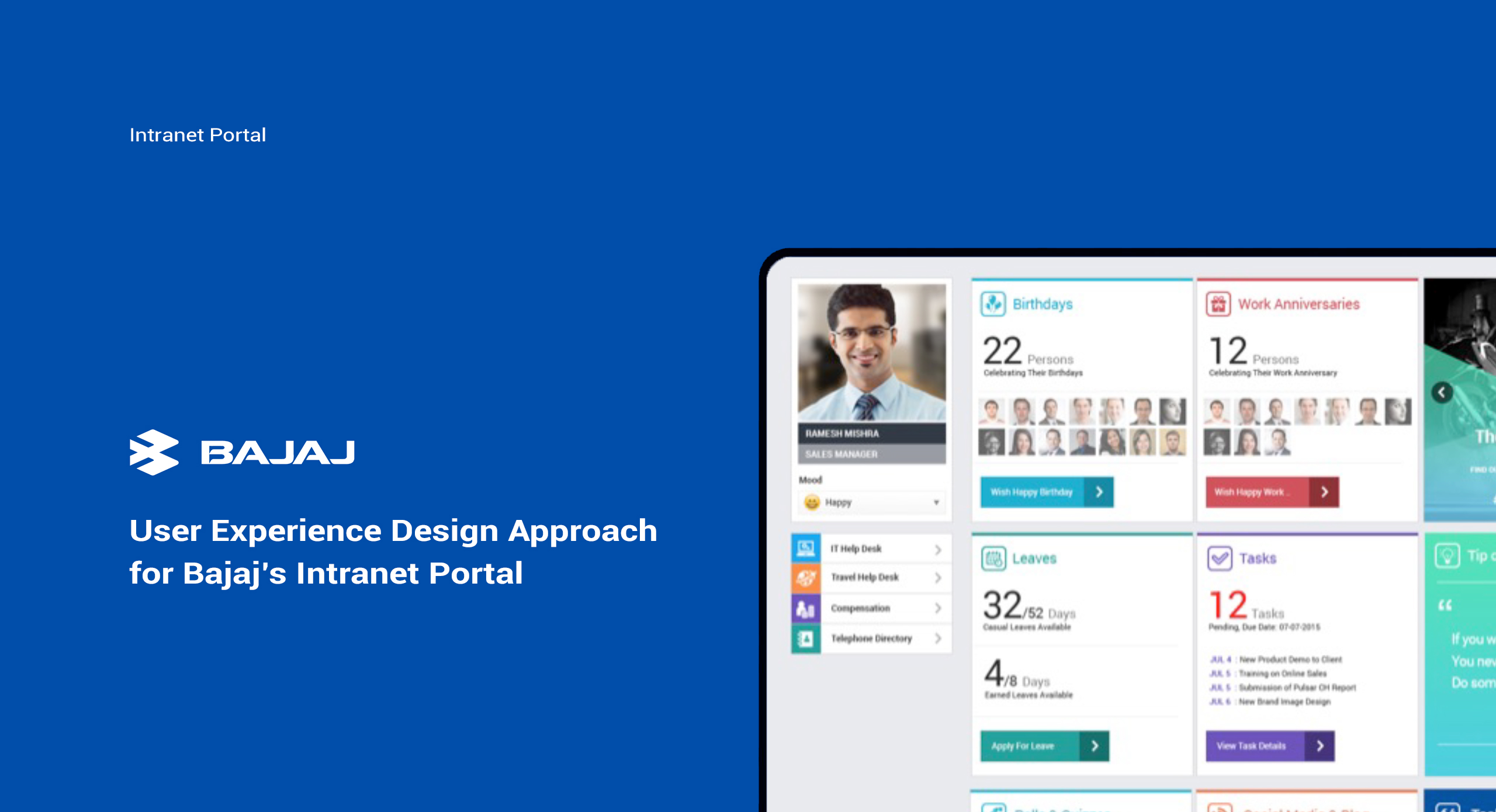 User Experience Design approach for Bajaj's Intranet Portal